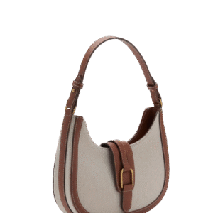 Women Contrast Canvas Shoulder Bag with Adjustable Strap